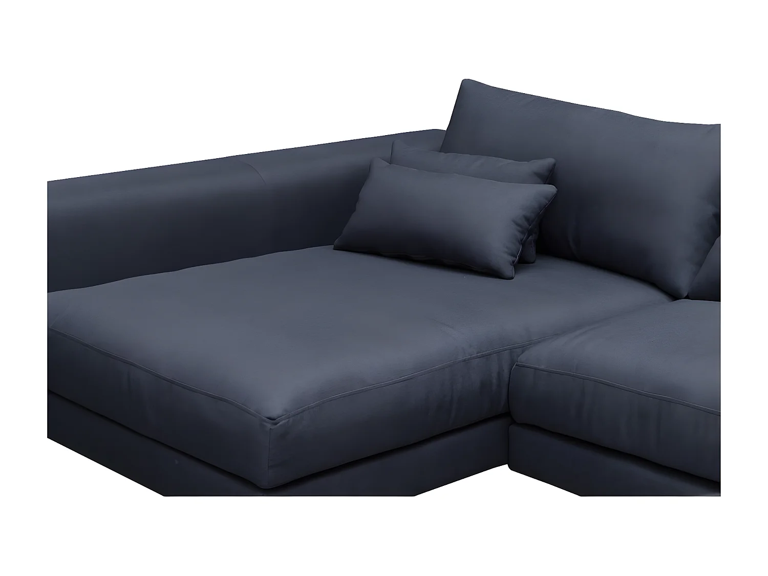 Hoekbank van luxe stof met 5 zitplaatsen BERGAMO donkergrijs met massief houten frame