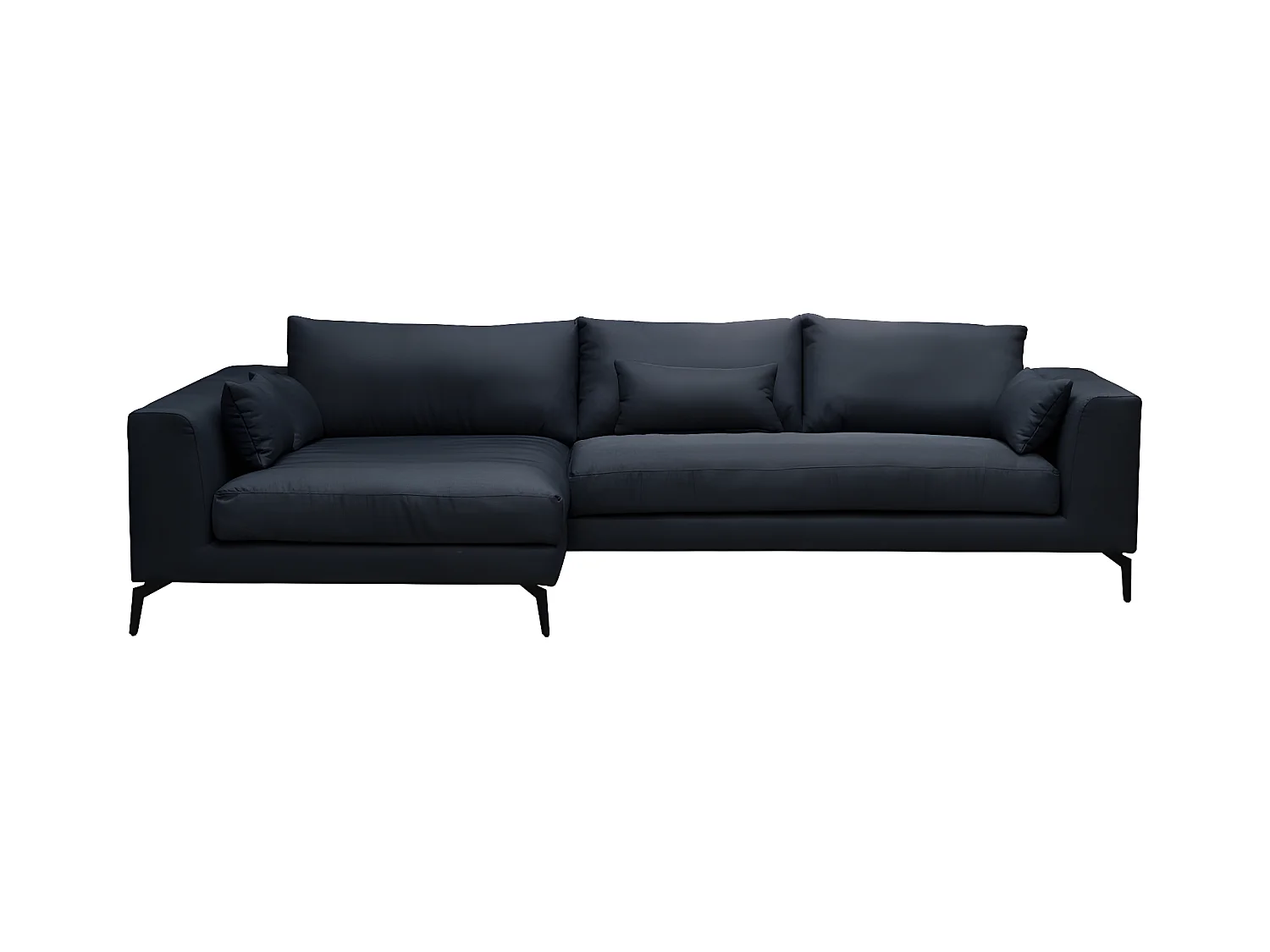 Canapé d'angle - en tissu luxe 5 places, BERGAMO, gris anthracite, angle gauche (vu de face)