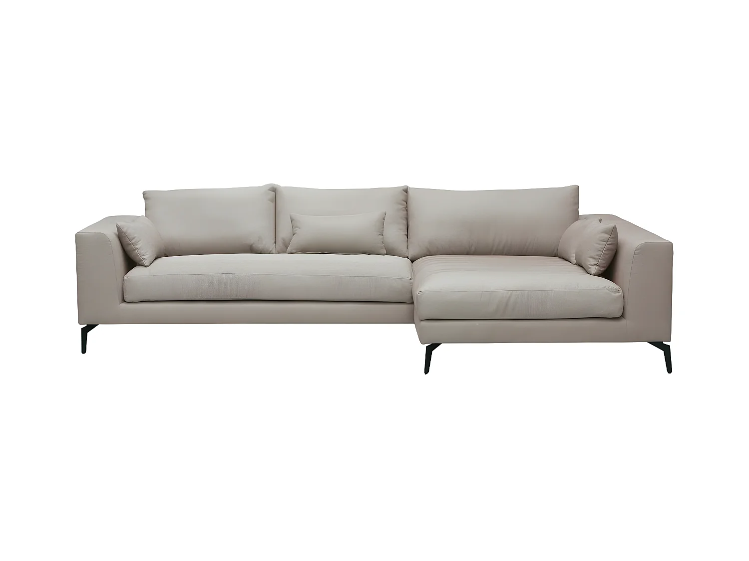Canapé d'angle en tissu luxe 5 places, BERGAMO, beige, angle droit (vu de face)