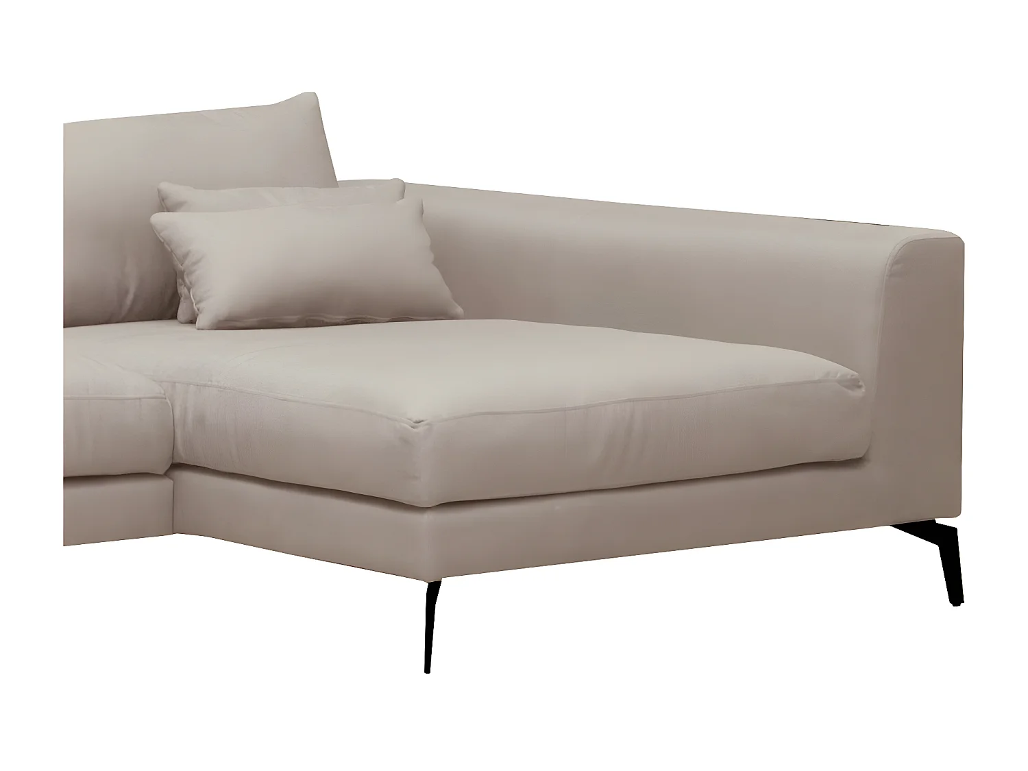 Canapé d'angle en tissu luxe 5 places, BERGAMO, beige, angle droit (vu de face)