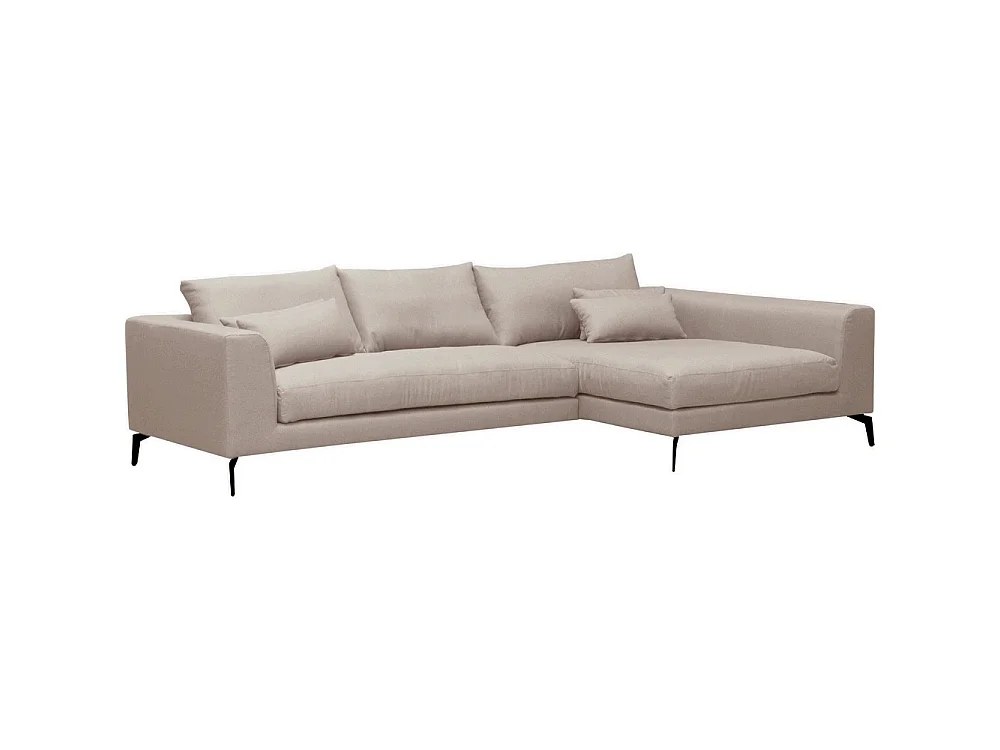 Canapé d'angle droit 5 places en tissu beige BERGAMO