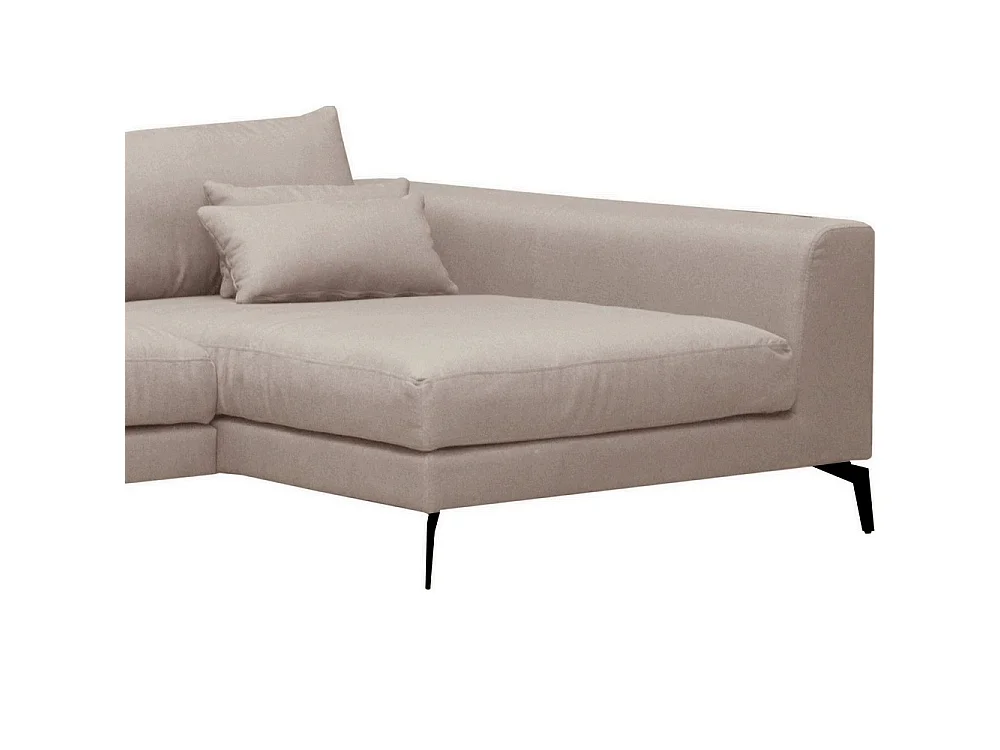 Canapé d'angle droit 5 places en tissu beige BERGAMO