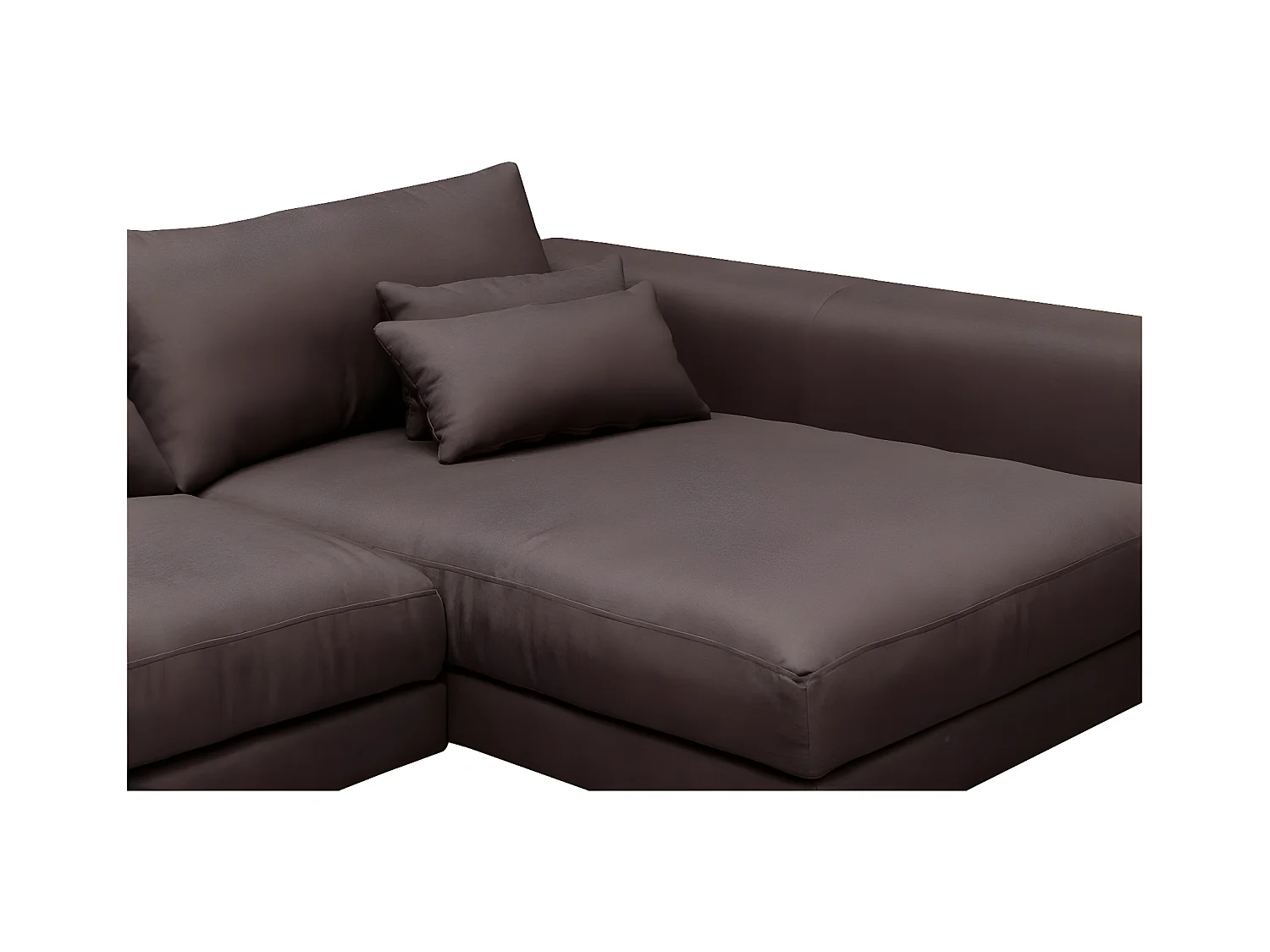 Canapé d'angle en tissu luxe 5 places, BERGAMO, chocolat, angle droit (vu de face)