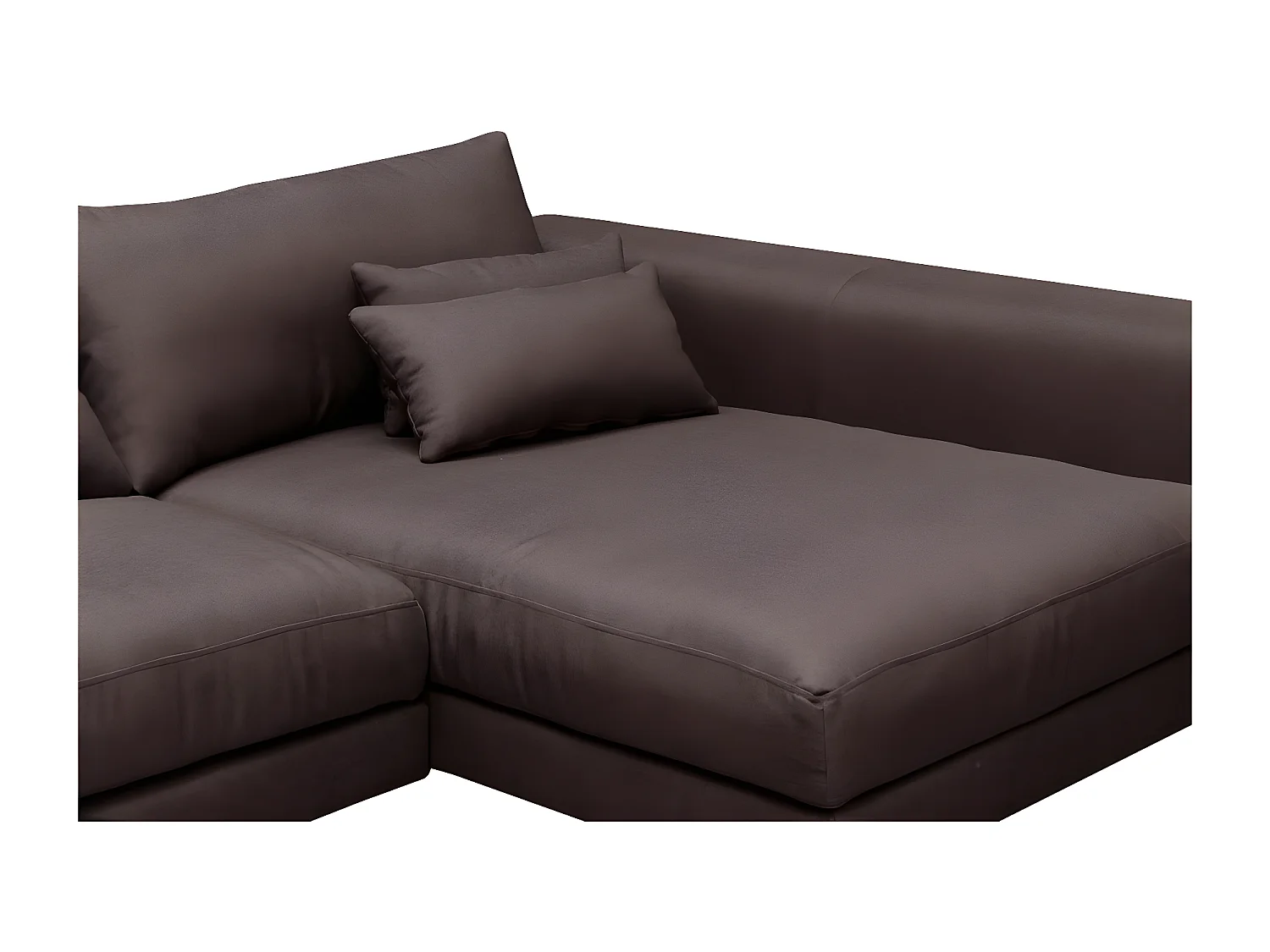 Luxe 5-zits hoekbank BERGAMO van stof, chocolade, met massief houten frame