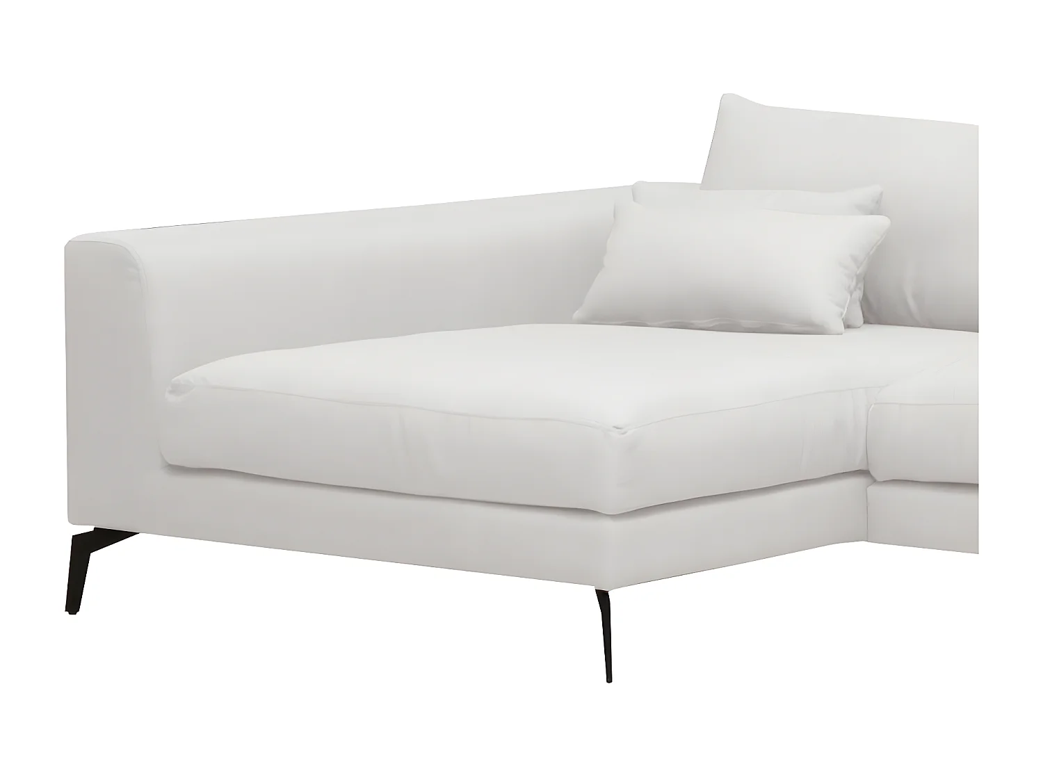 Canapé d'angle en tissu luxe 5 places, BERGAMO, blanc, angle gauche (vu de face)