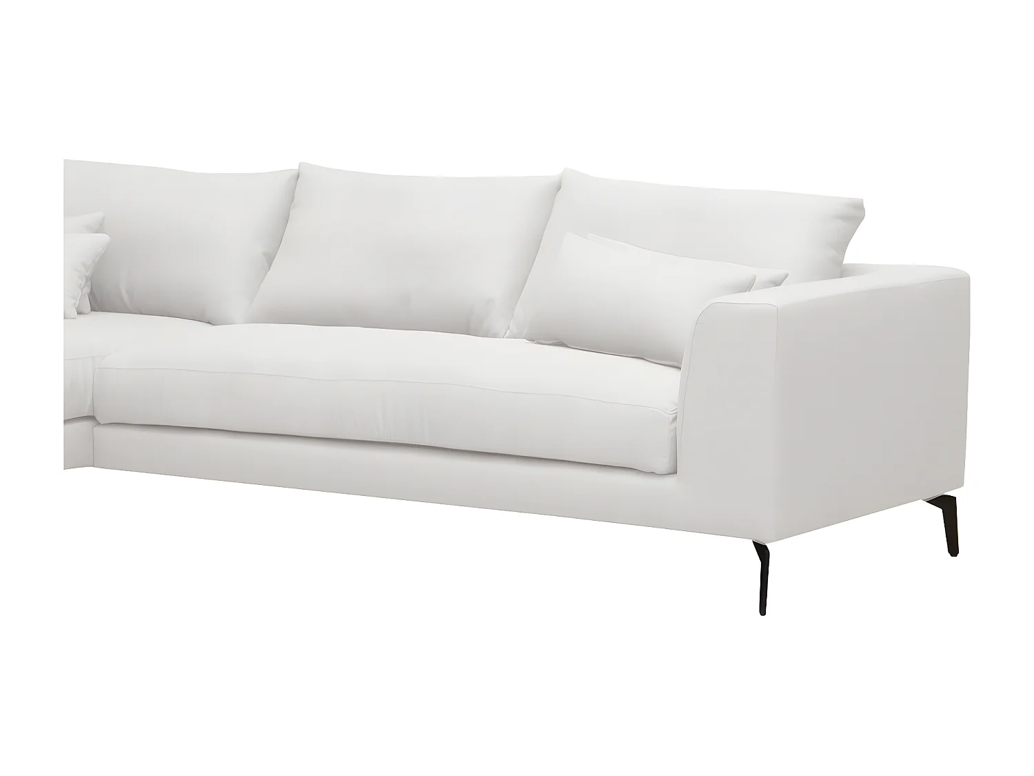 Canapé d'angle en tissu luxe 5 places, BERGAMO, blanc, angle gauche (vu de face)