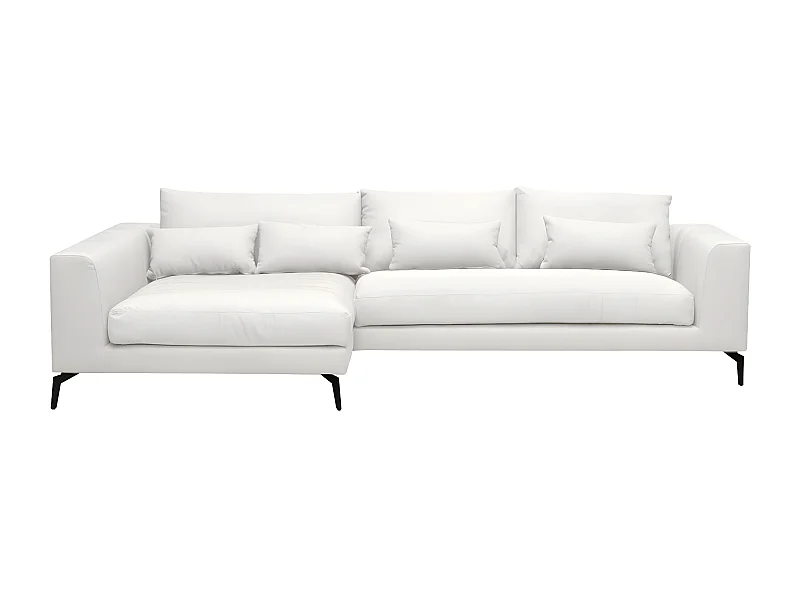 Canapé d'angle en tissu luxe 5 places, BERGAMO, blanc, angle gauche (vu de face)