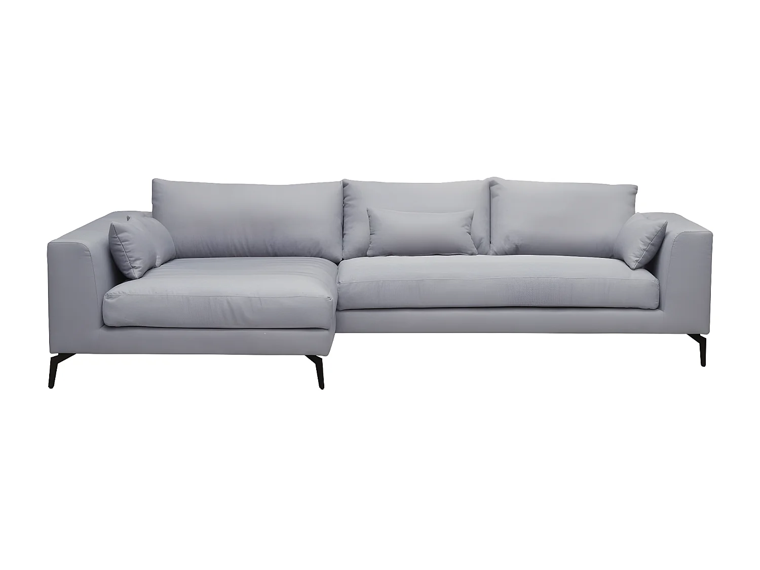 Hoekbank van luxe stof met 5 zitplaatsen BERGAMO grijs met linkerhoek