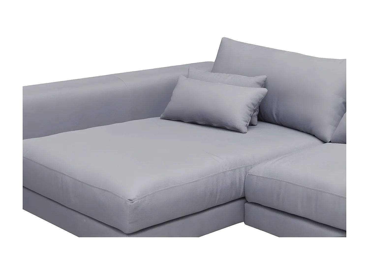 Hoekbank van luxe stof met 5 zitplaatsen BERGAMO grijs met linkerhoek