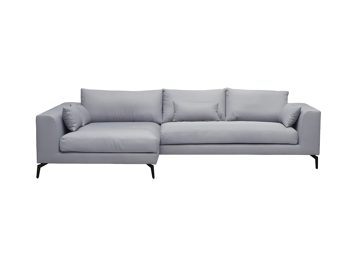 Canapé d'angle en tissu luxe 5 places, BERGAMO, gris, angle gauche (vu de face)