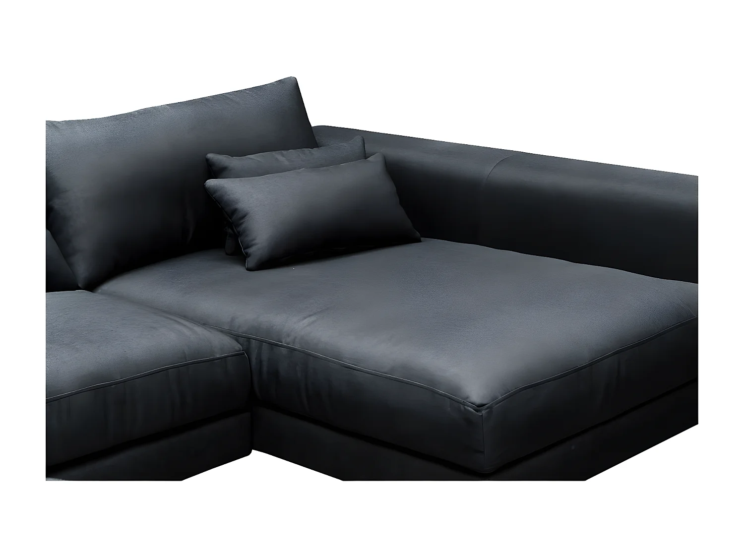 Hoekbank van luxe stof met 5 zitplaatsen BERGAMO donkergrijs met massief houten frame