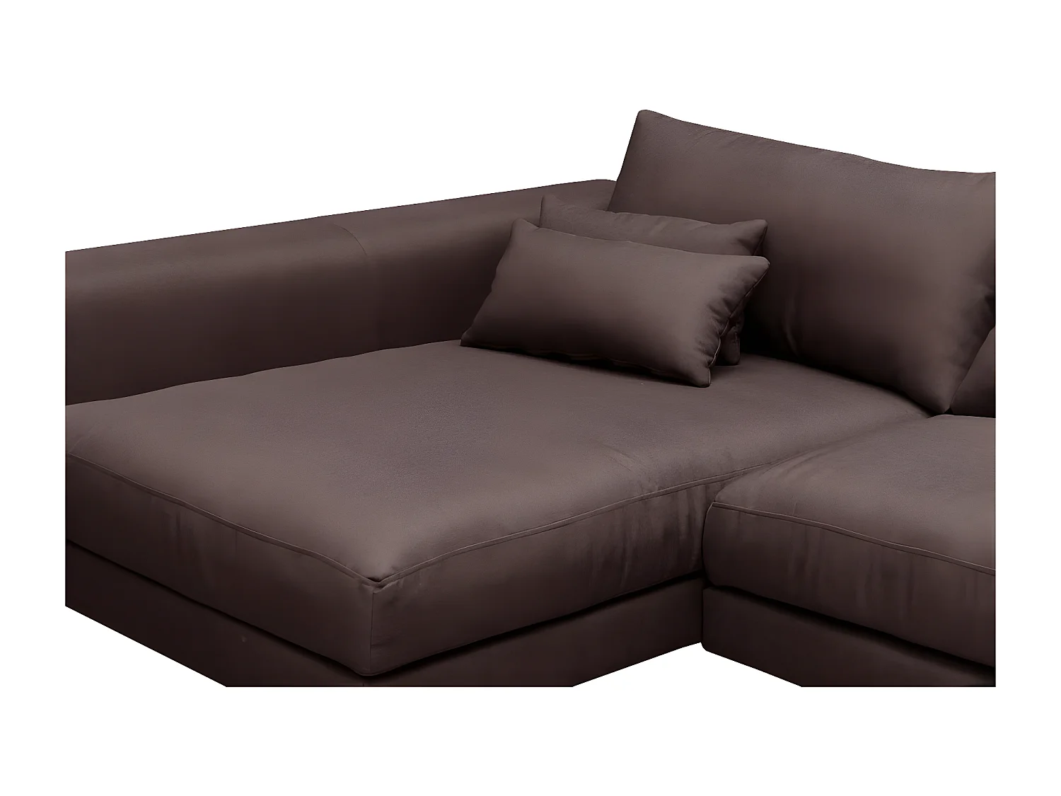 Luxe 5-zits hoekbank BERGAMO van stof, chocolade, linkerhoek