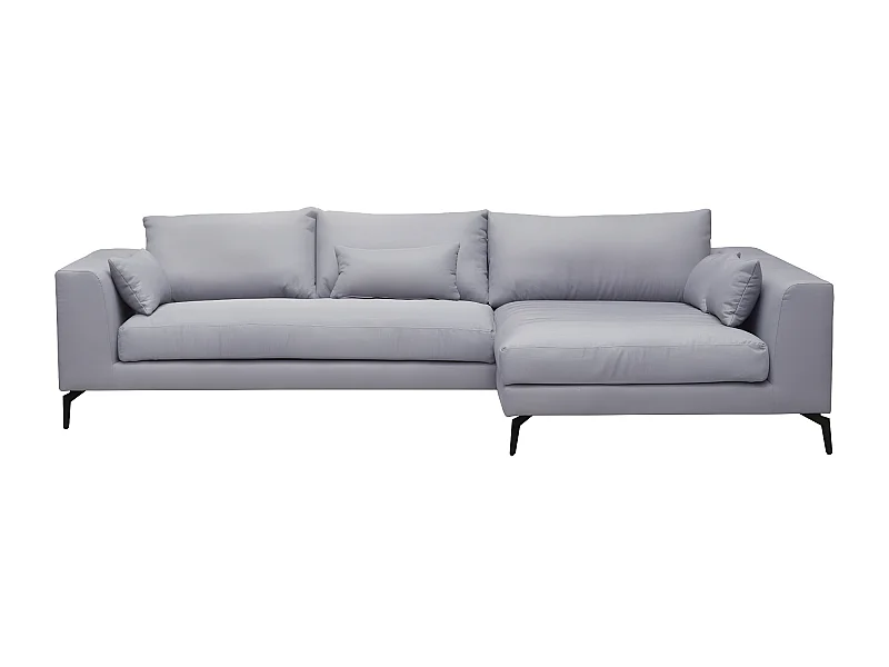 Canapé d'angle en tissu luxe 5 places, BERGAMO, gris, angle droit(vu de face)