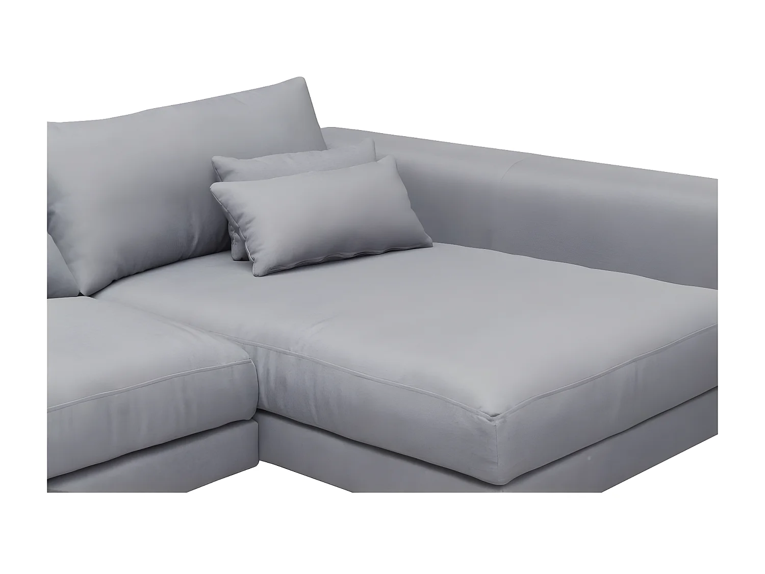 Canapé d'angle en tissu luxe 5 places, BERGAMO, gris, angle droit(vu de face)