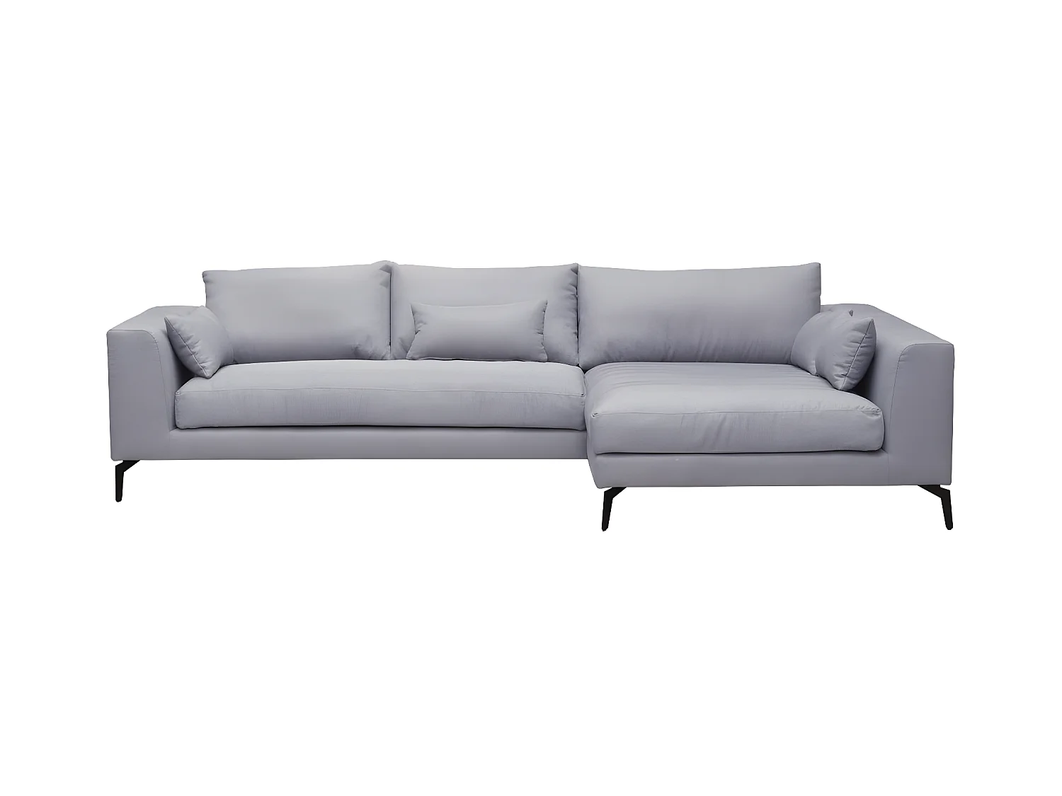 Canapé d'angle en tissu luxe 5 places, BERGAMO, gris, angle droit(vu de face)