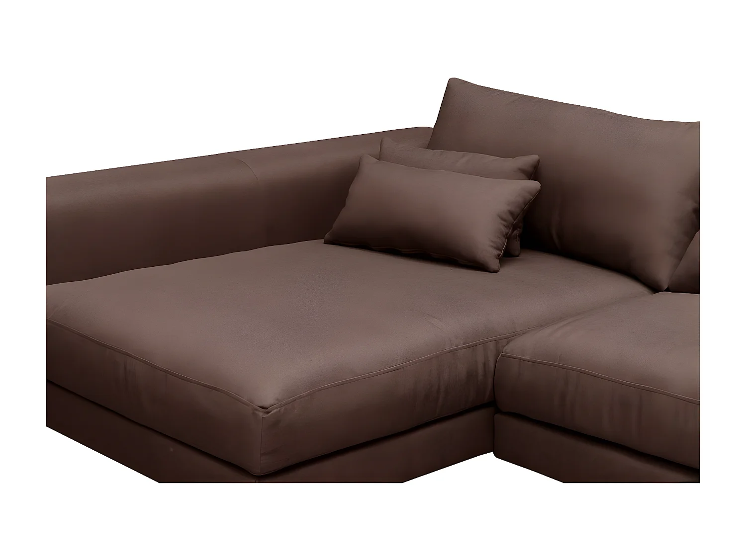 Canapé d'angle en tissu luxe 5 places, BERGAMO, marron, angle gauche (vu de face)