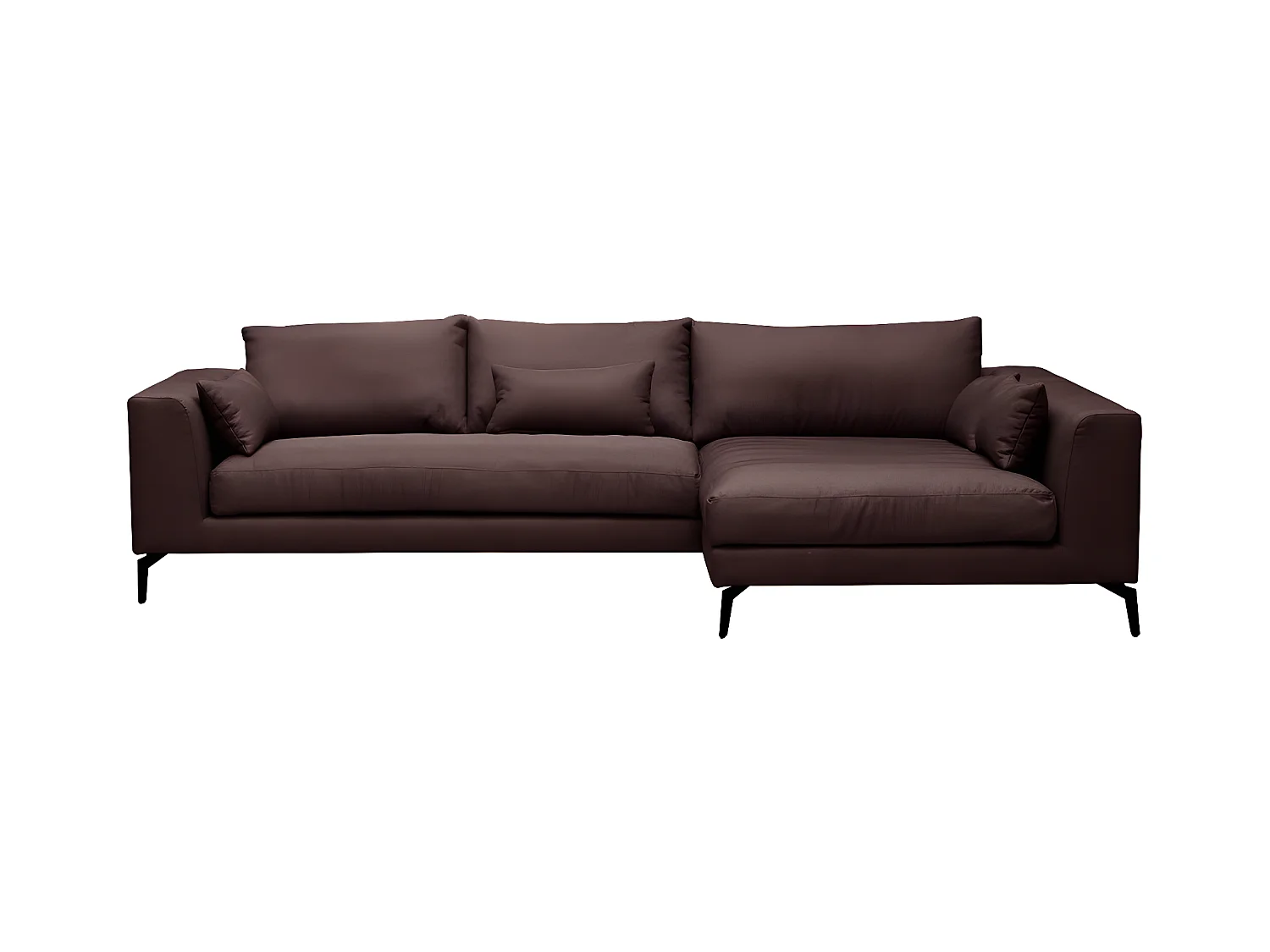 Canapé d'angle en tissu luxe 5 places, BERGAMO, marron, angle droit (vu de face)