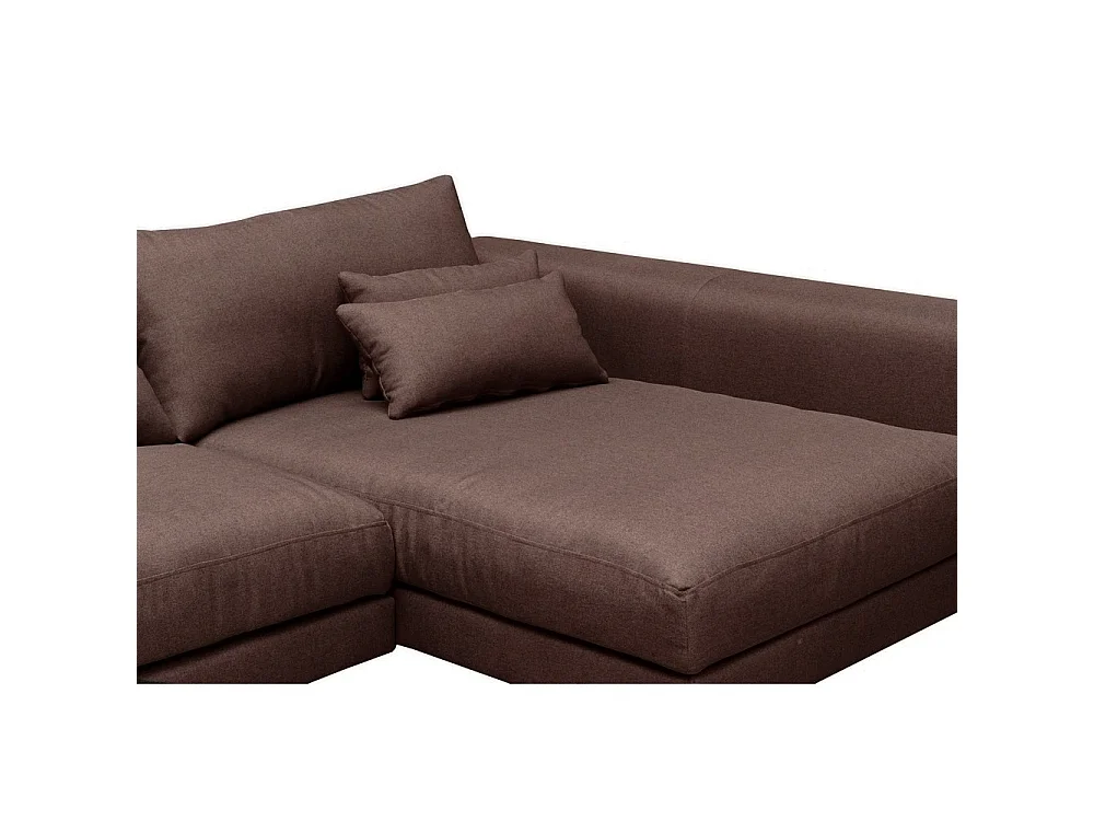 Canapé d'angle droit 5 places en tissu marron BERGAMO