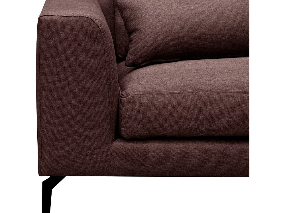 Canapé d'angle droit 5 places en tissu marron BERGAMO