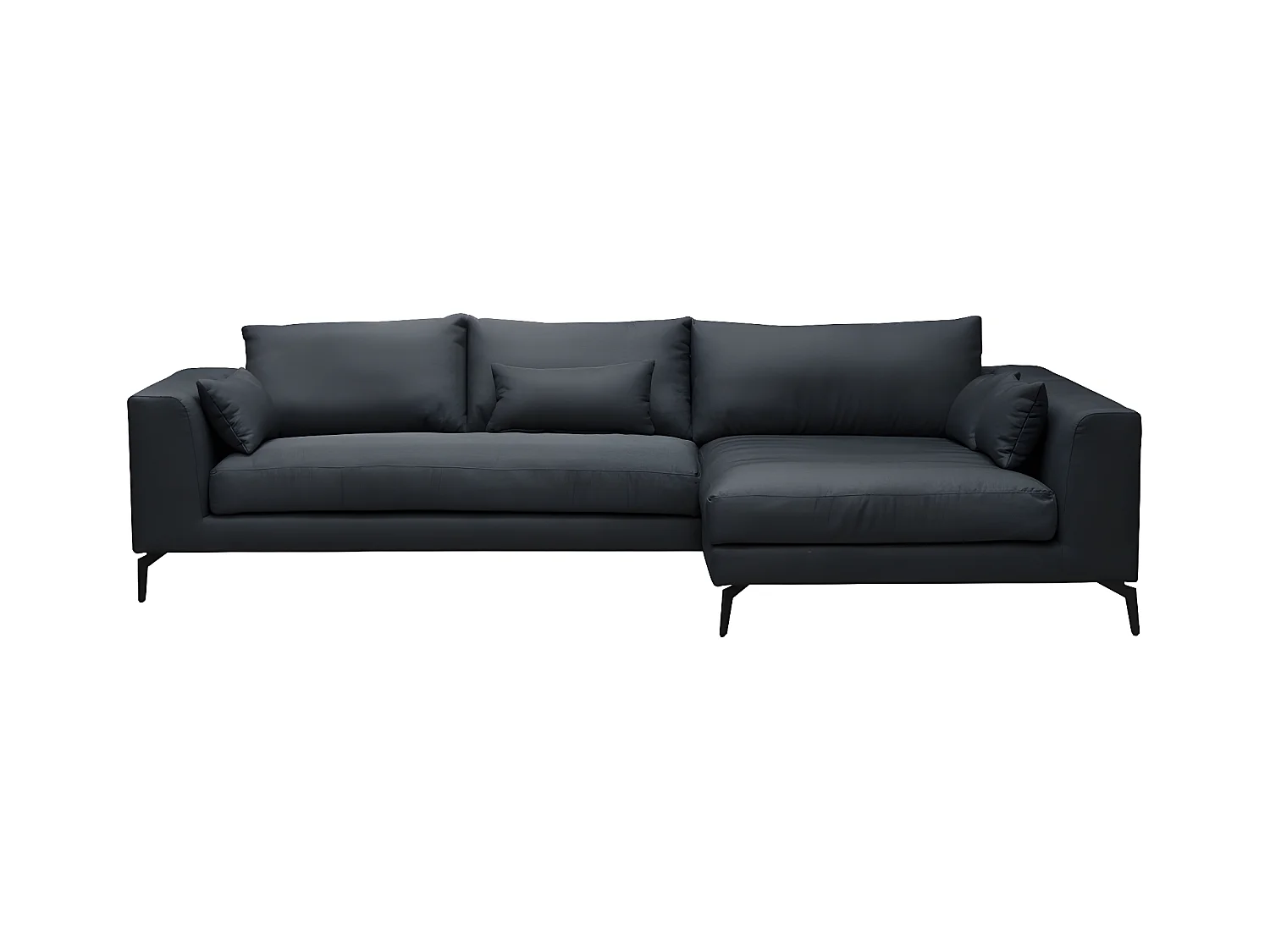 Luxe 5-zits hoekbank BERGAMO in antracietgrijze stof met massief houten frame