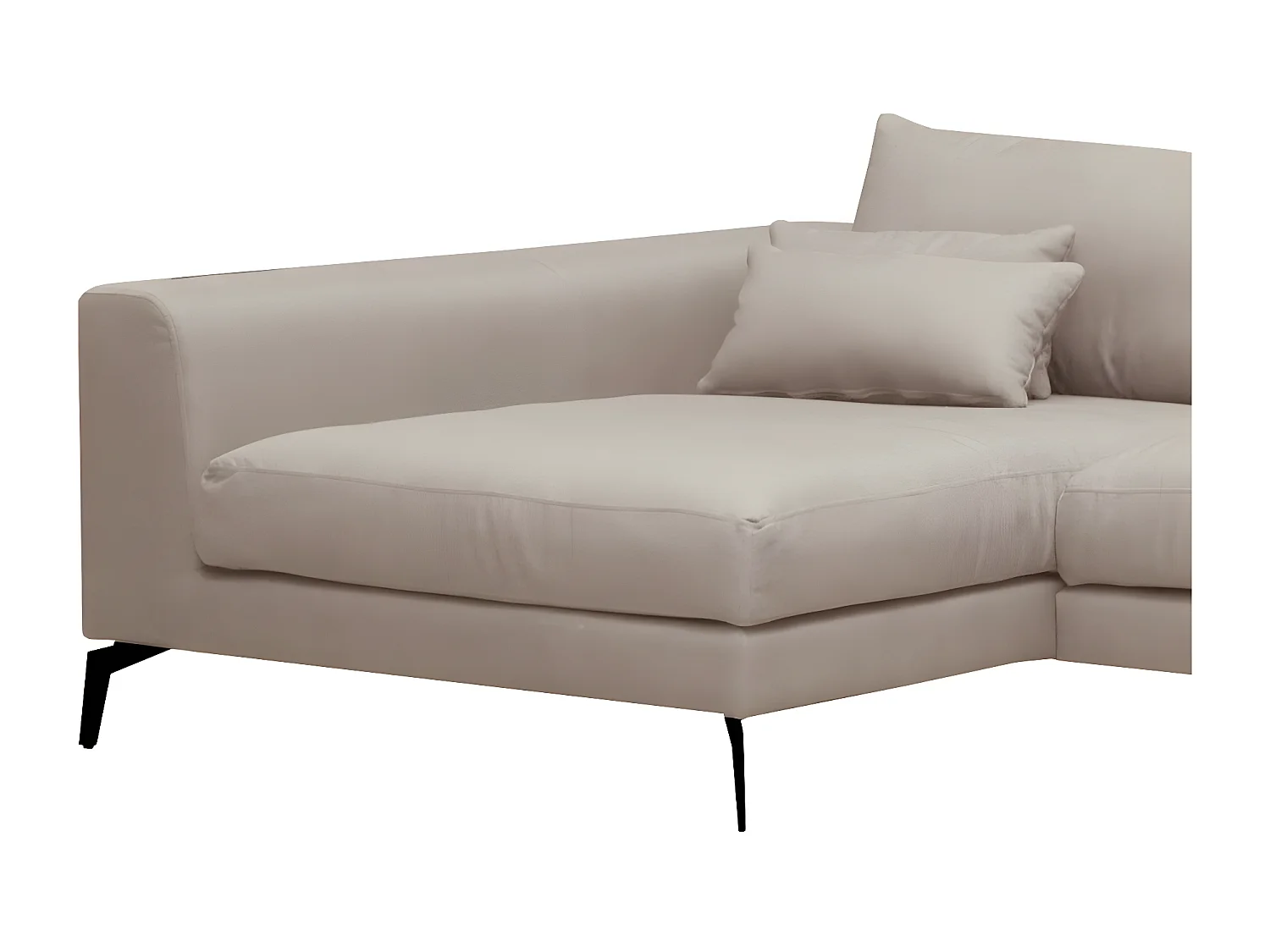 Canapé d'angle en tissu luxe 5 places, BERGAMO, beige, angle gauche (vu de face)