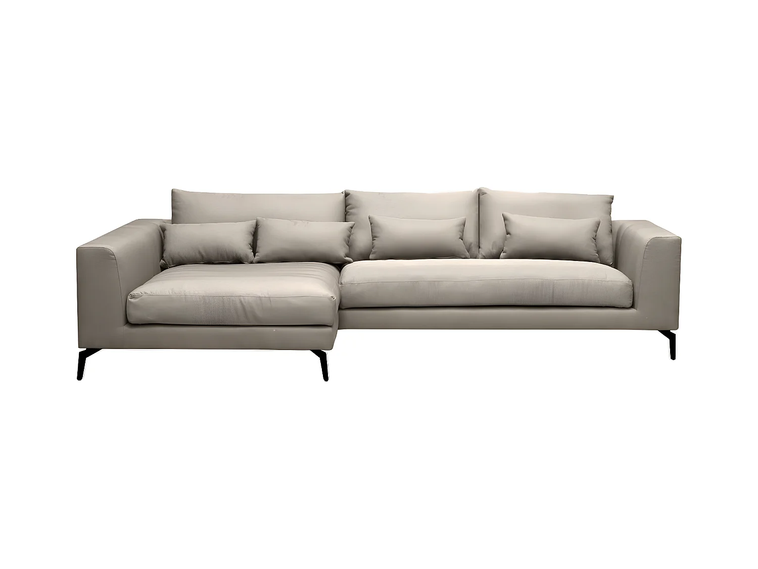 Canapé d'angle en tissu luxe 5 places, BERGAMO, beige, angle gauche (vu de face)