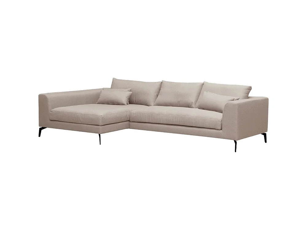 Canapé d'angle gauche 5 places en tissu beige BERGAMO