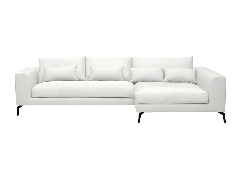 Canapé d'angle en tissu luxe 5 places, BERGAMO, blanc, angle droit (vu de face)