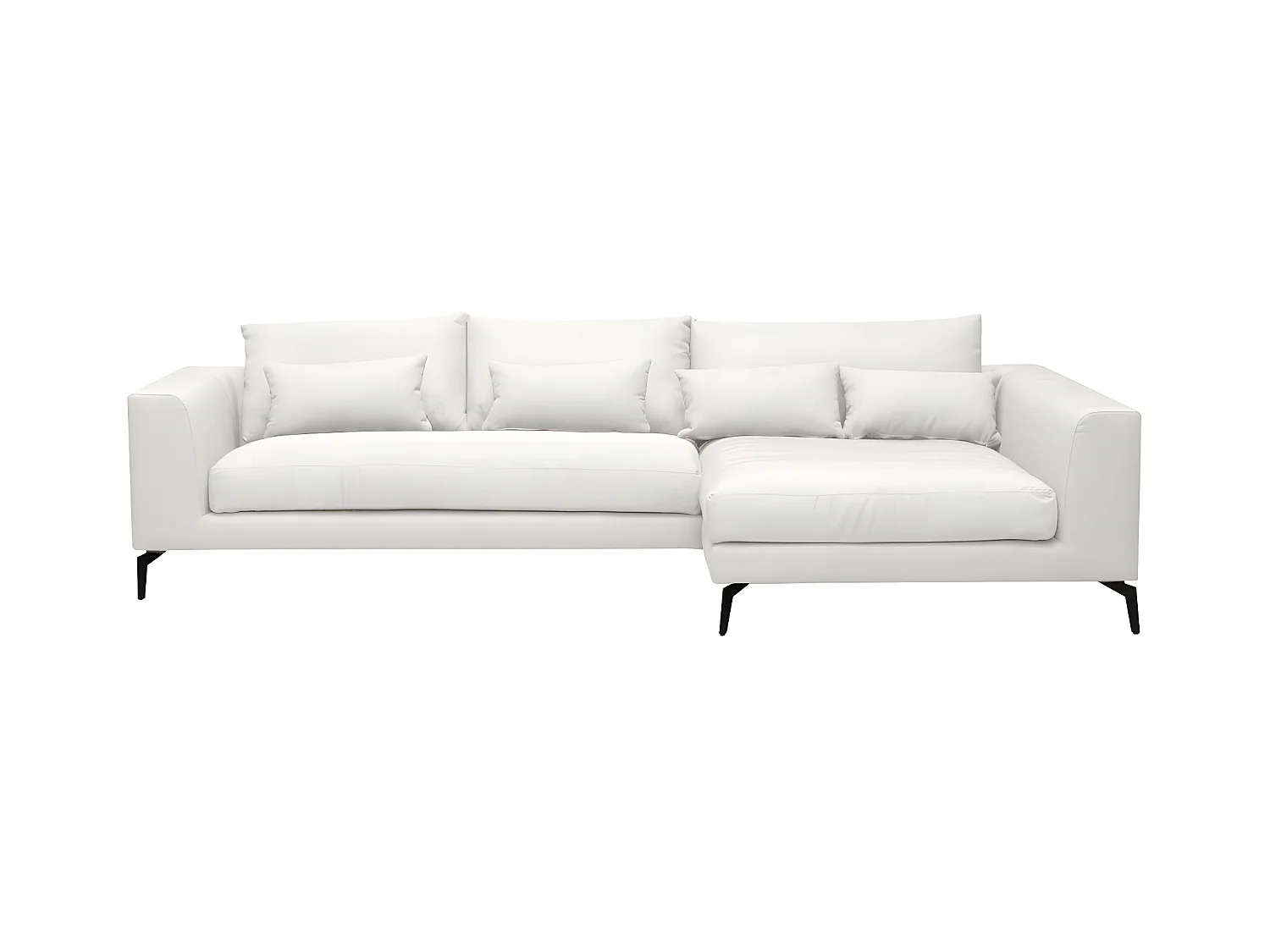Canapé d'angle en tissu luxe 5 places, BERGAMO, blanc, angle droit (vu de face)