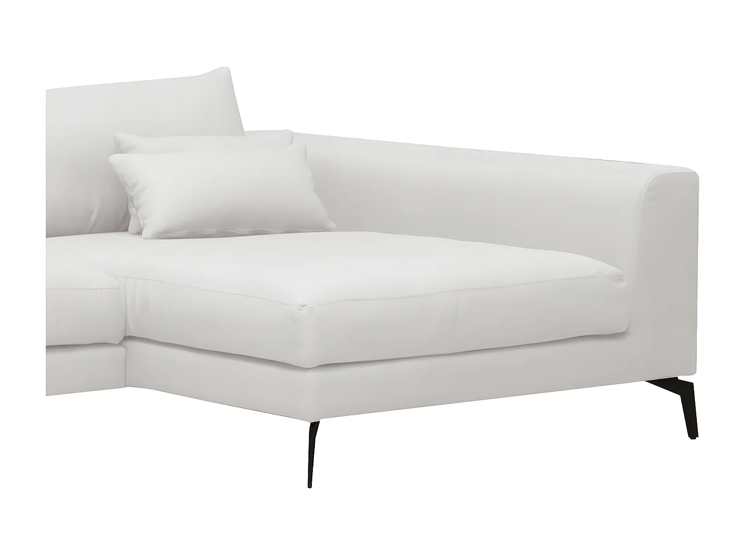 Luxe witte hoekbank BERGAMO van stof, 5 zitplaatsen, met massief houten frame en HR-schuim kussens