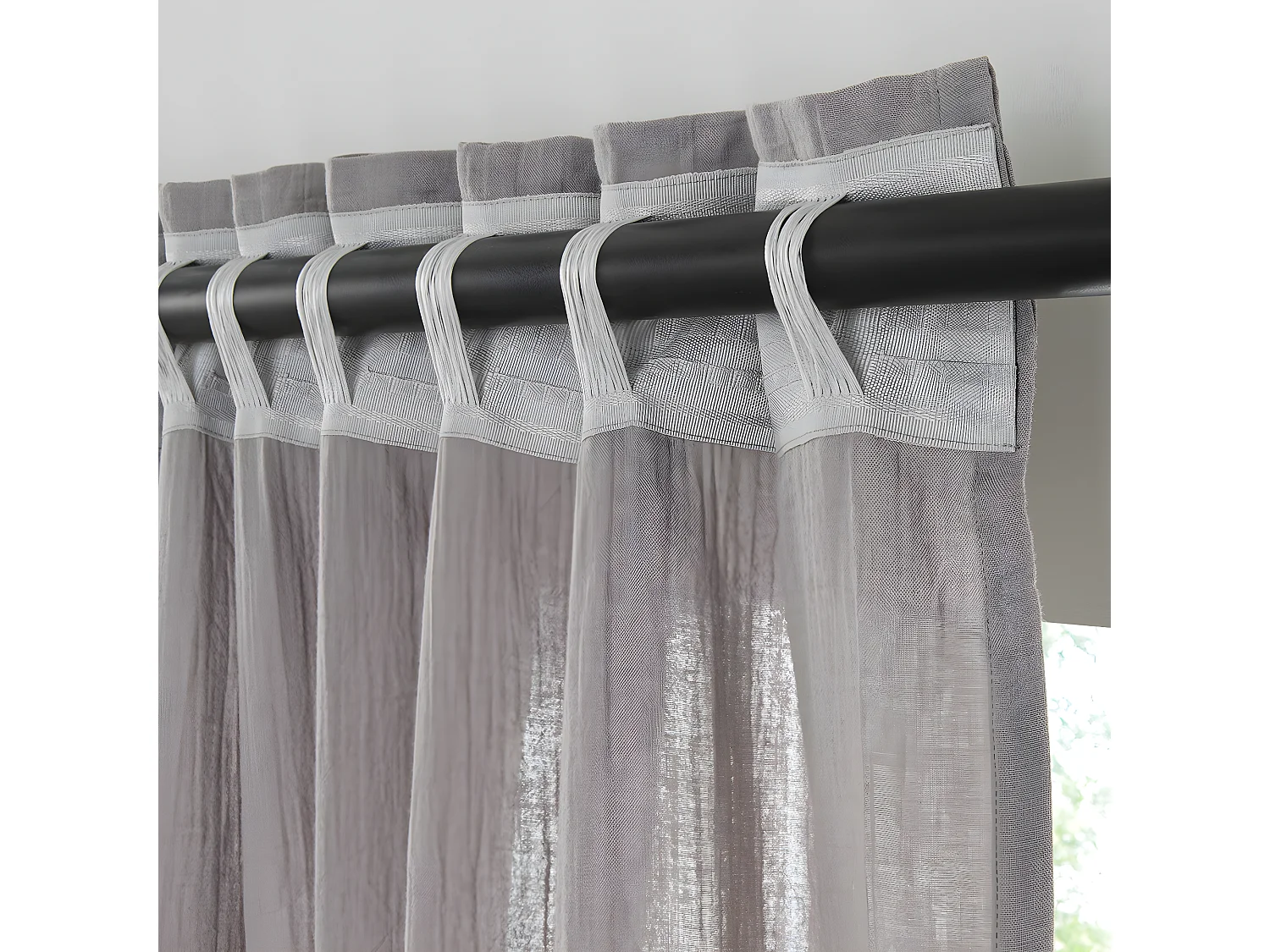 Rideau uni en gaze de coton pattes cachées à l'unité 140x300cm gris