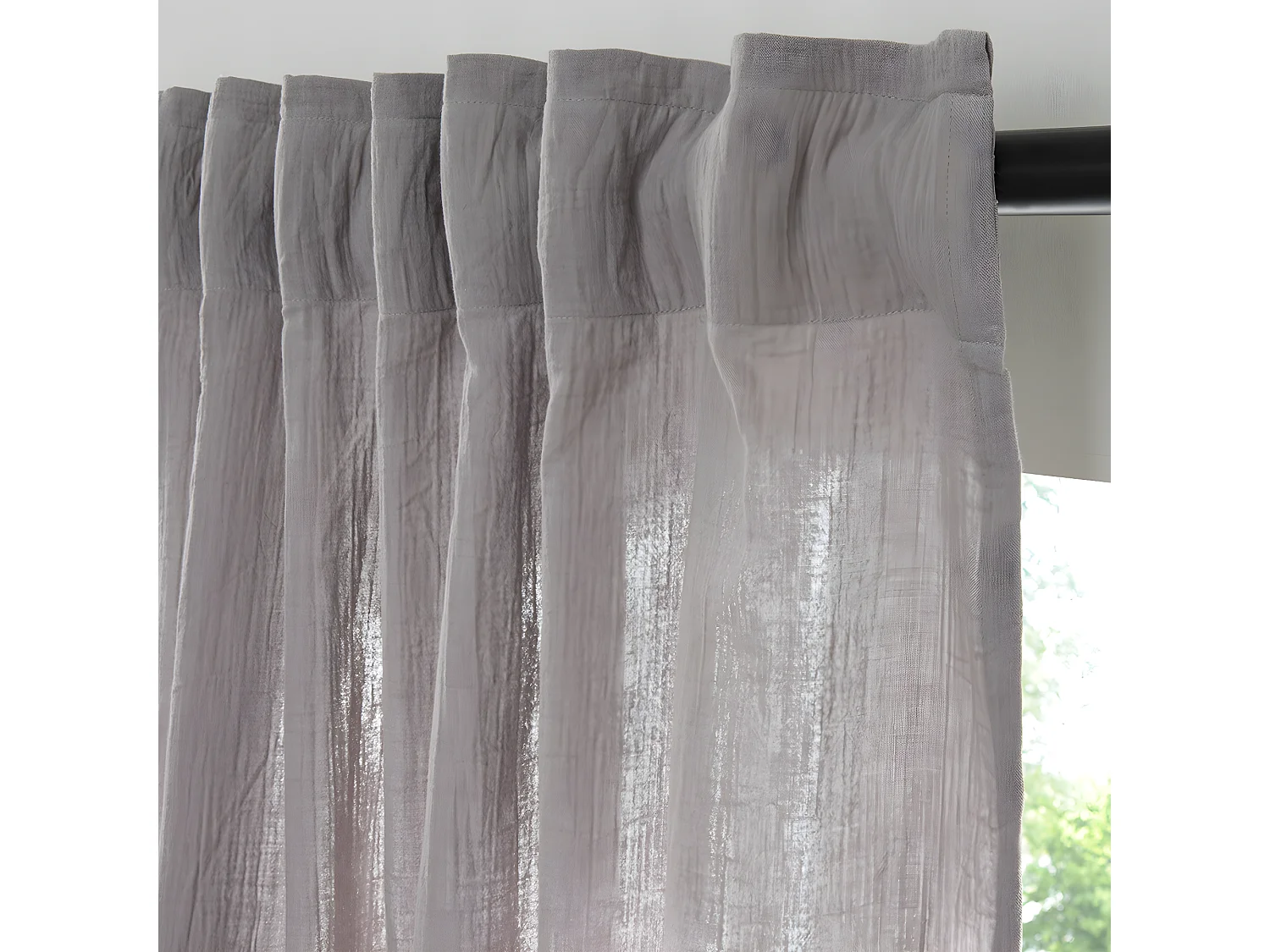 Rideau uni en gaze de coton pattes cachées à l'unité 140x300cm gris