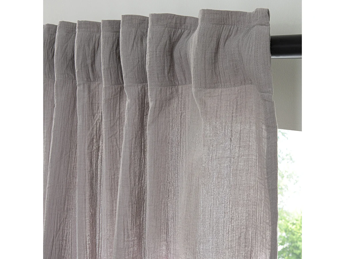 Rideau uni en gaze de coton pattes cachées à l'unité 140x300cm gris