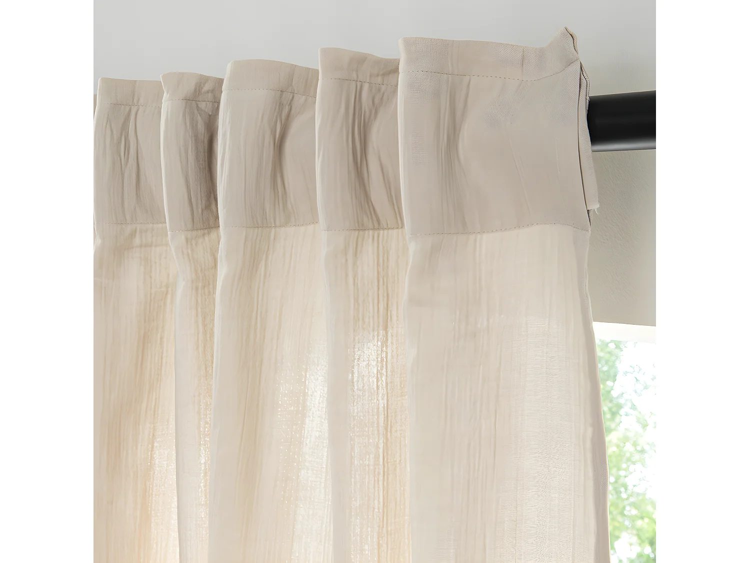 Rideau uni en gaze de coton pattes cachées à l'unité 140x300cm beige