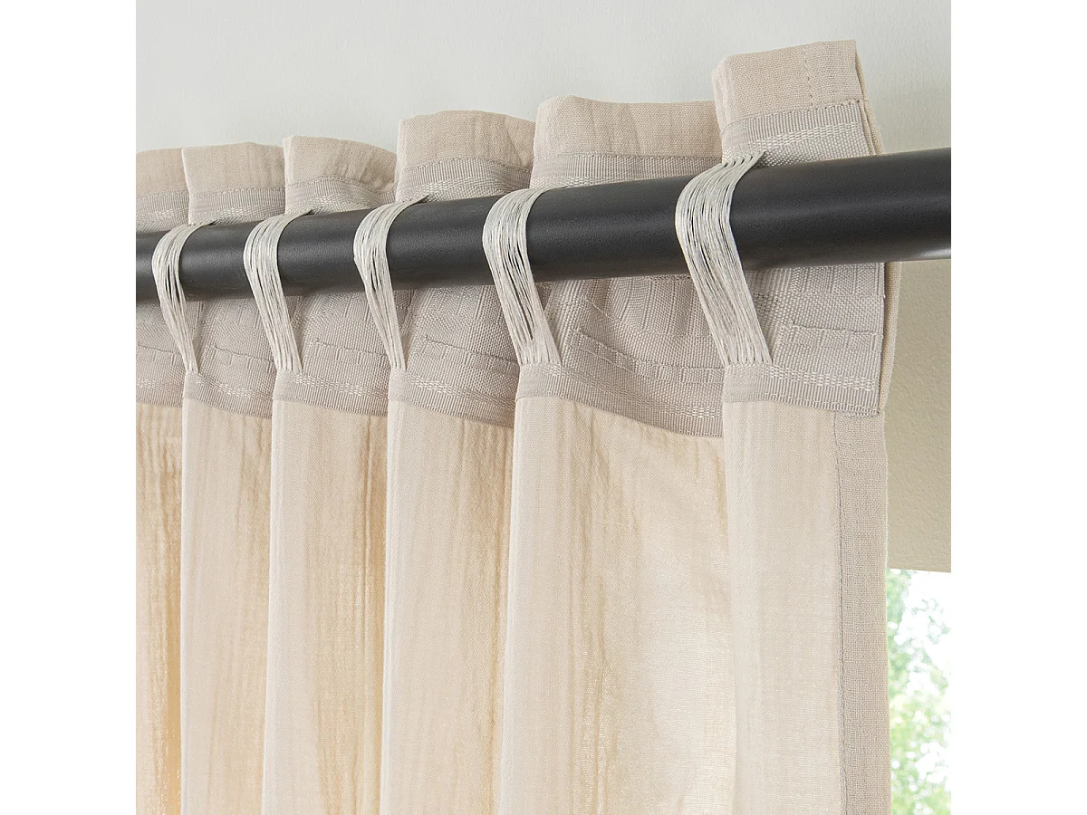 Rideau uni en gaze de coton pattes cachées à l'unité 140x300cm beige