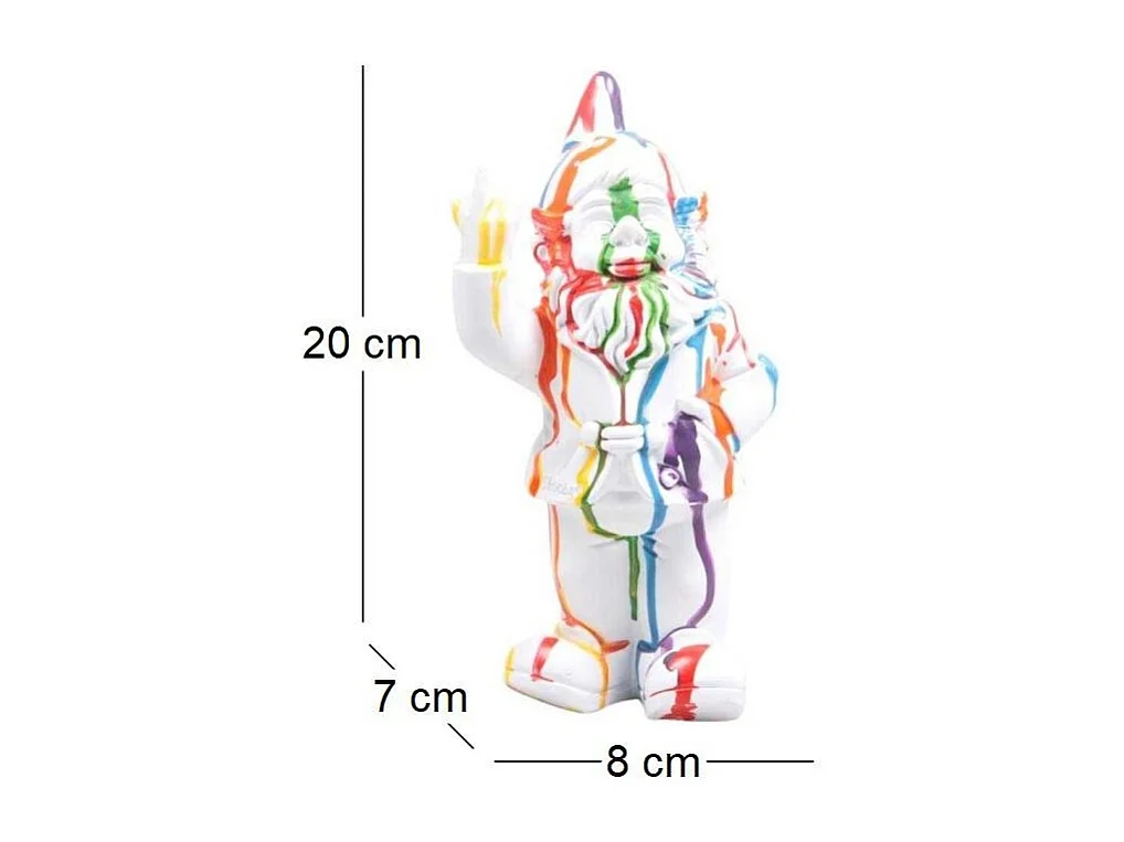 Nain de jardin en résine doigt d'honneur 7 x 8 x 20 cm Multicolore