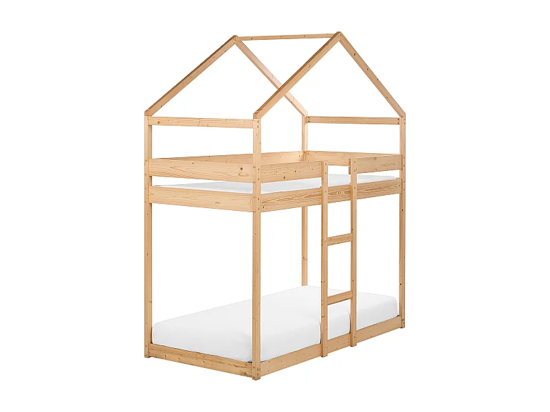 Lit superposé Maison Bois de pin LABATUT 90 x 200 cm Marron clair