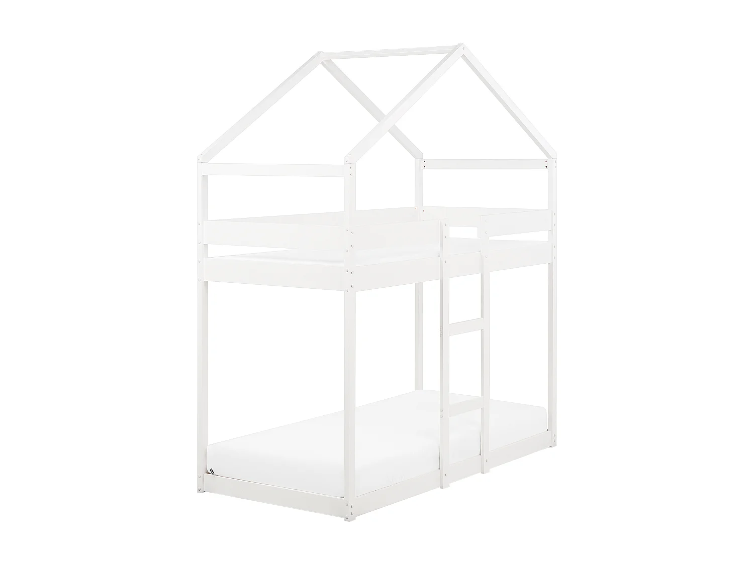 Łóżko piętrowe Domek Drewno sosnowe LABATUT 90 x 200 cm Biały