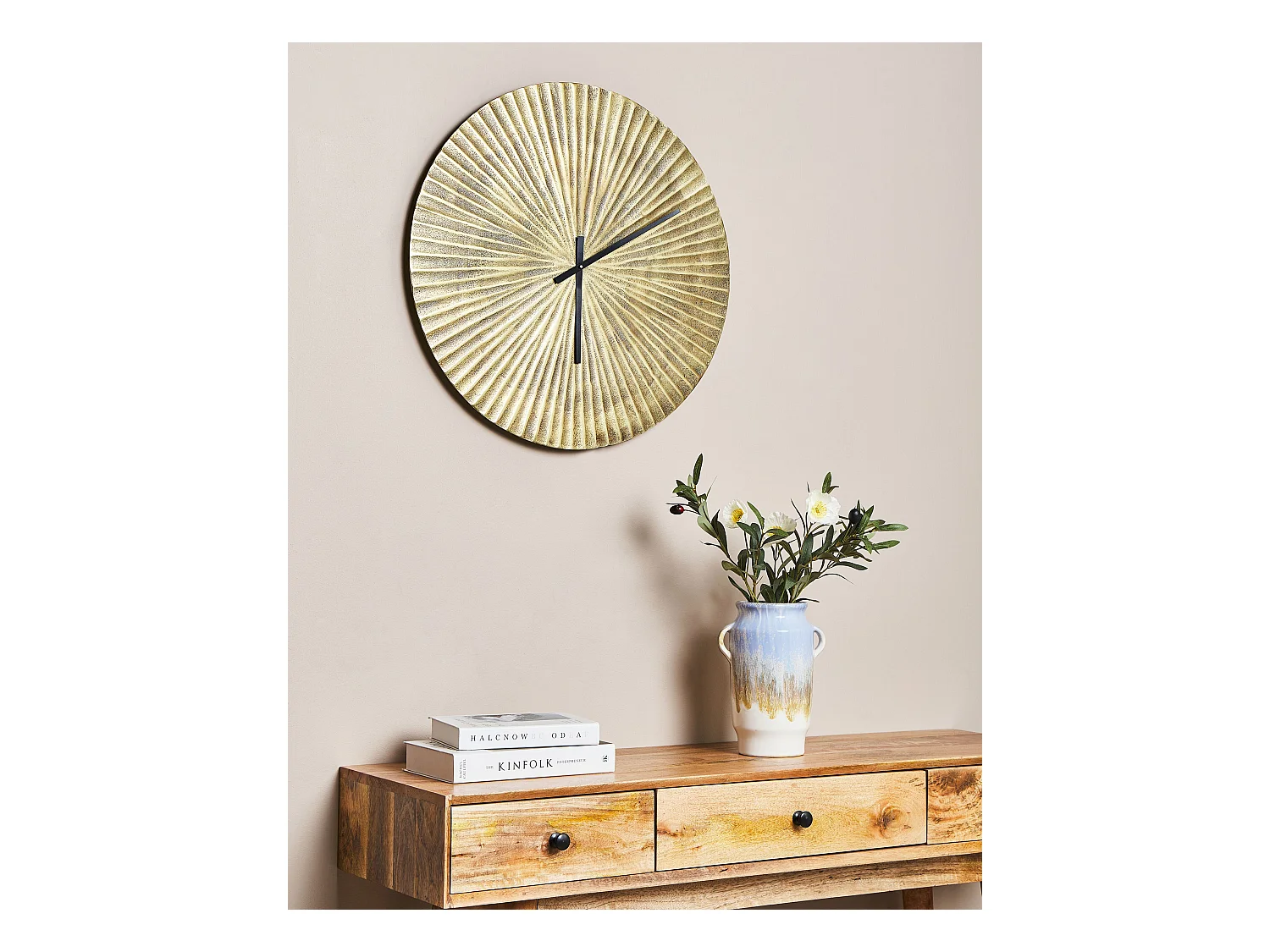 Horloge murale VAIGAI 59 cm Métal Doré