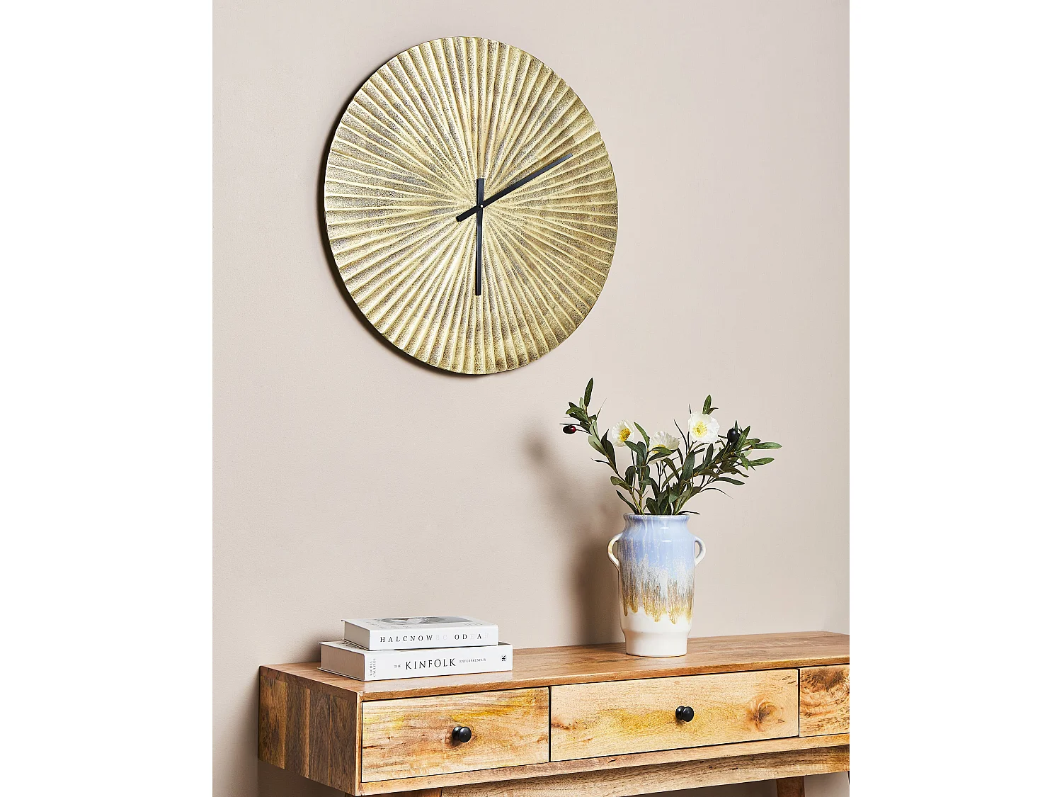 Horloge murale VAIGAI 59 cm Métal Doré