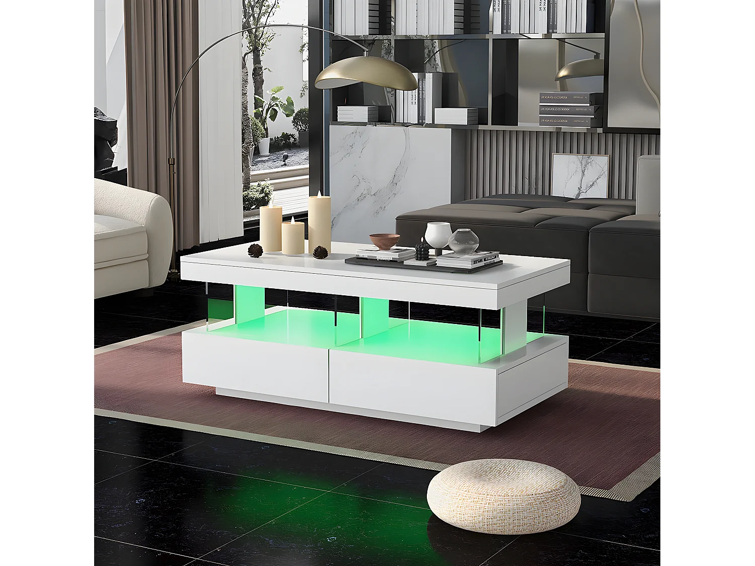 Table basse plateau lisse et anti-rayures 100x60x49.5cm blanc