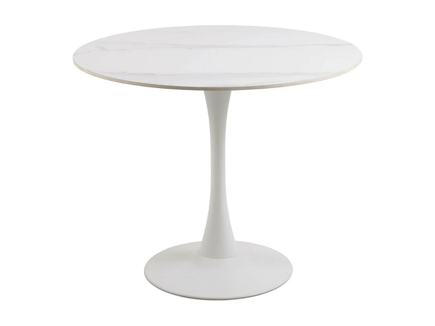 Table à manger ronde en céramique et pied tulipe en métal L90 - MARSA