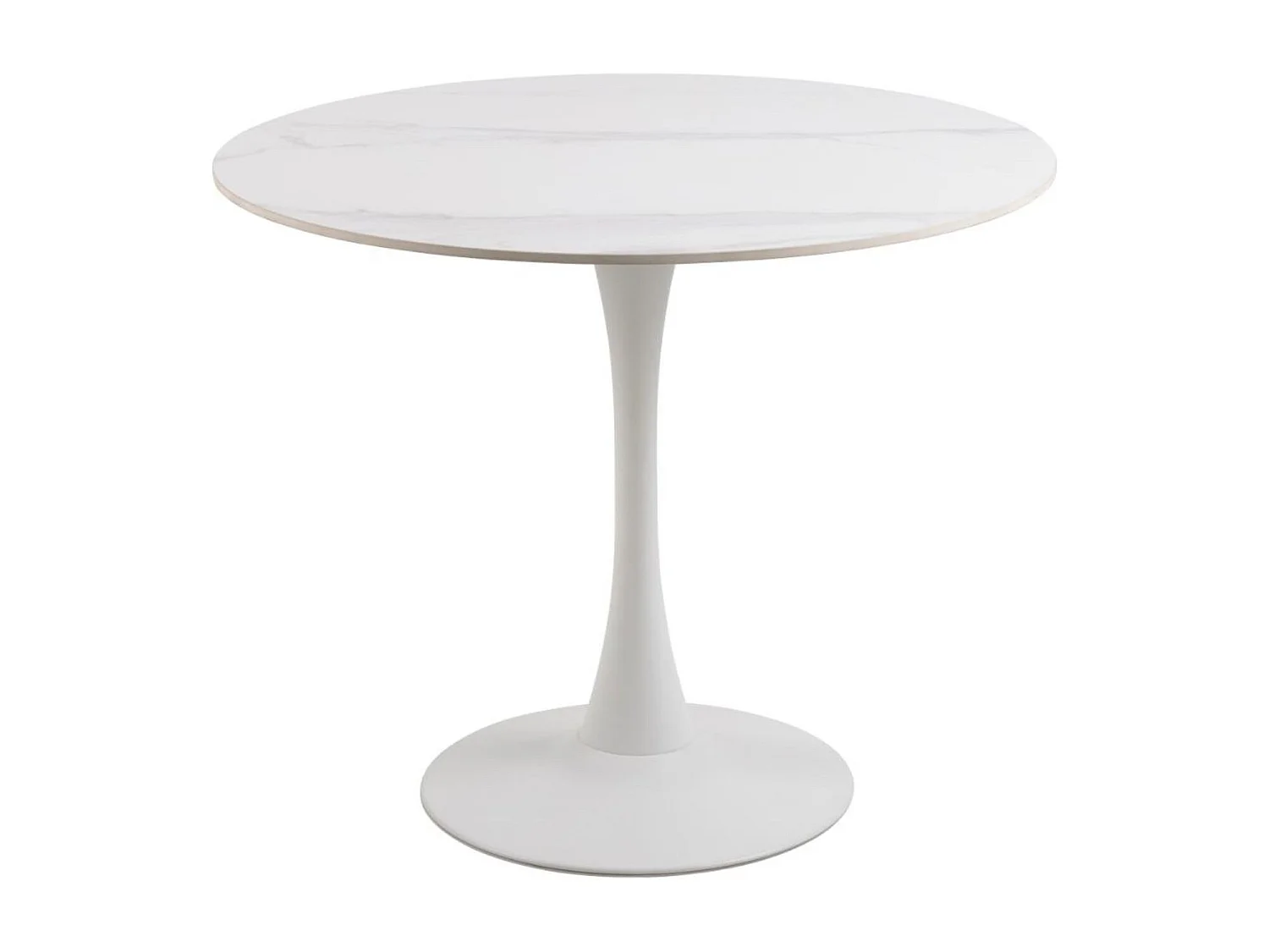 Table à manger ronde en céramique et pied tulipe en métal L90 - MARSA