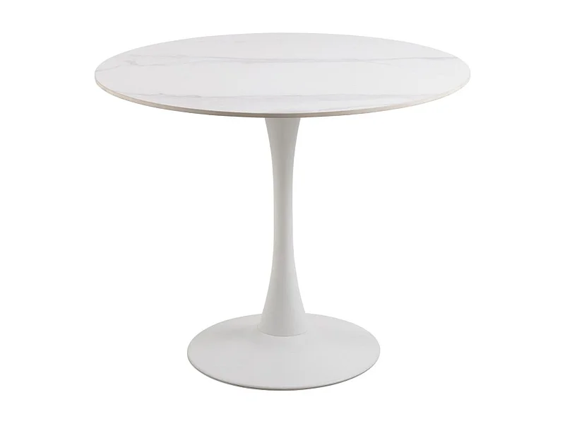 Table à manger ronde en céramique et pied tulipe en métal L90 - MARSA