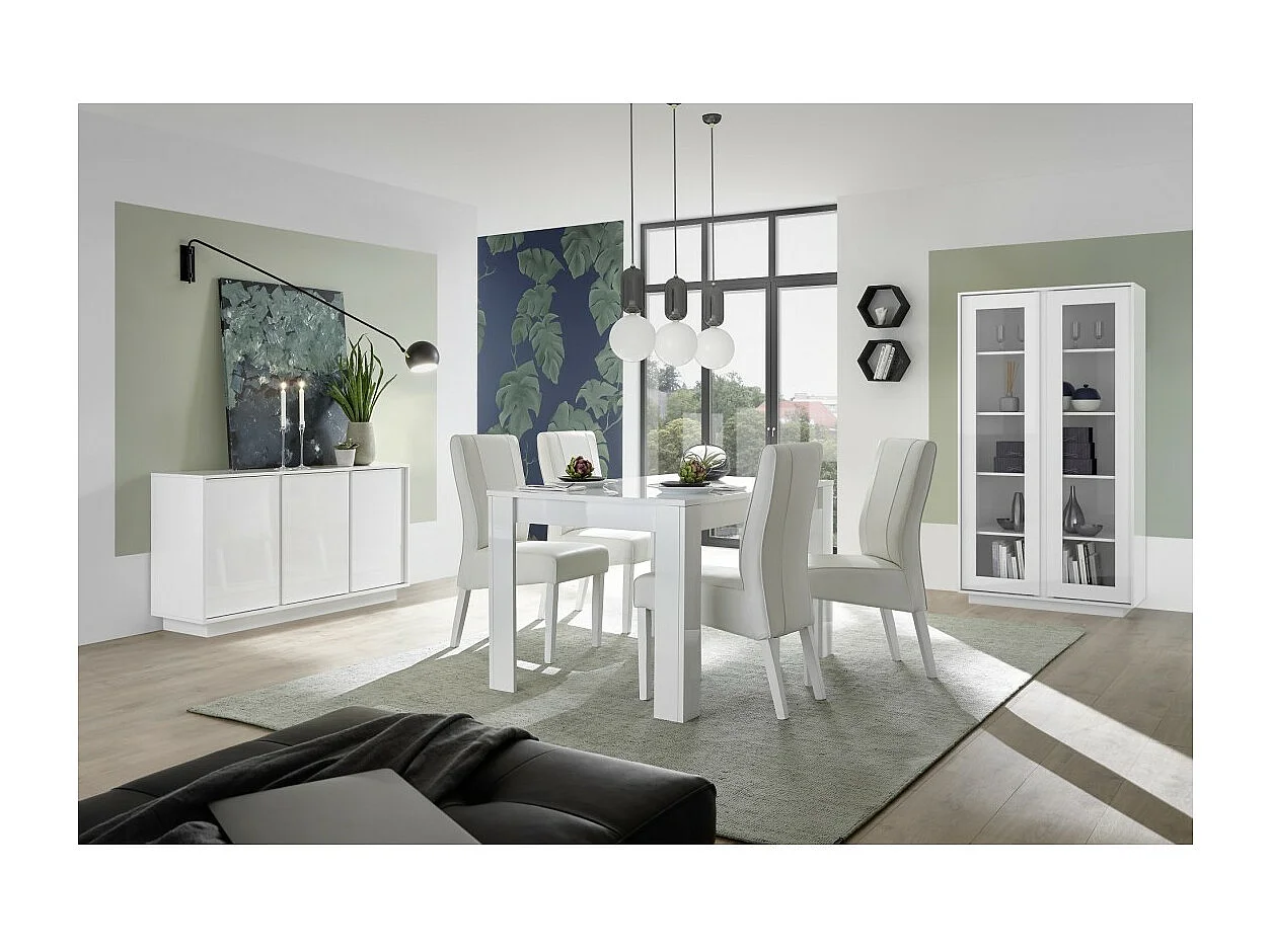 Vitrinekast met 2 deuren, collectie CREAM, in glanzend wit lak