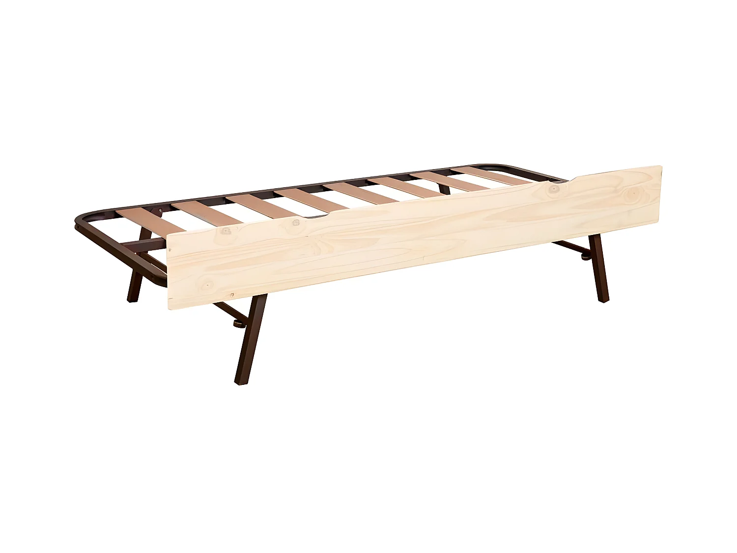 Lit pieds pliants MDF blanc lavé 80x190cm