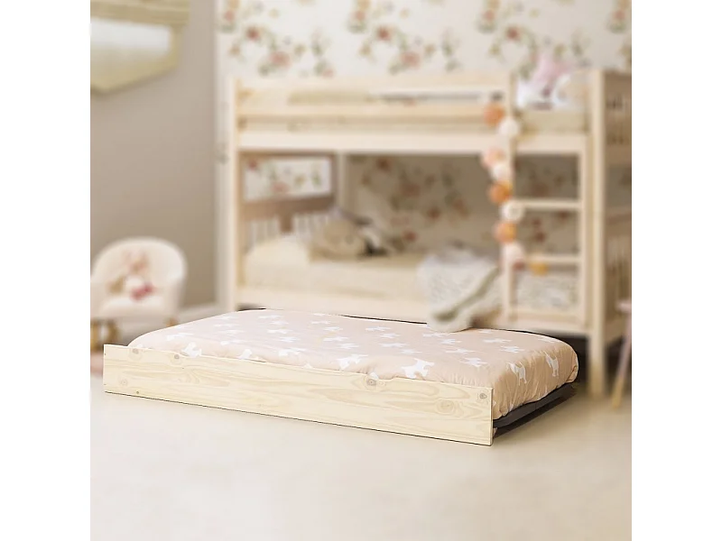 Ausziehbett mit Beine MDF weiß gewaschen 80x190cm