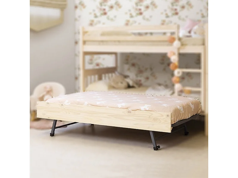 Cama de arrastre elevable MDF blanco lavado 80x190cm