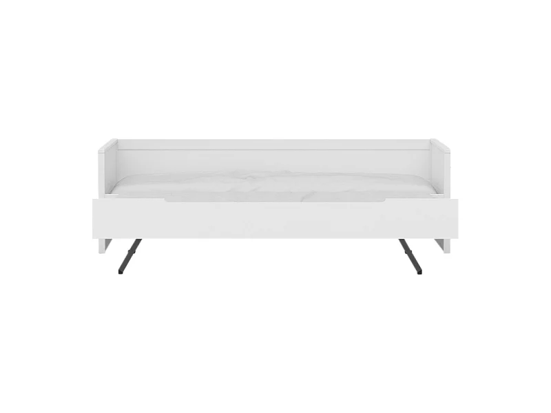 Lit avec lit pieds pliants bois blanc 90x200 cm