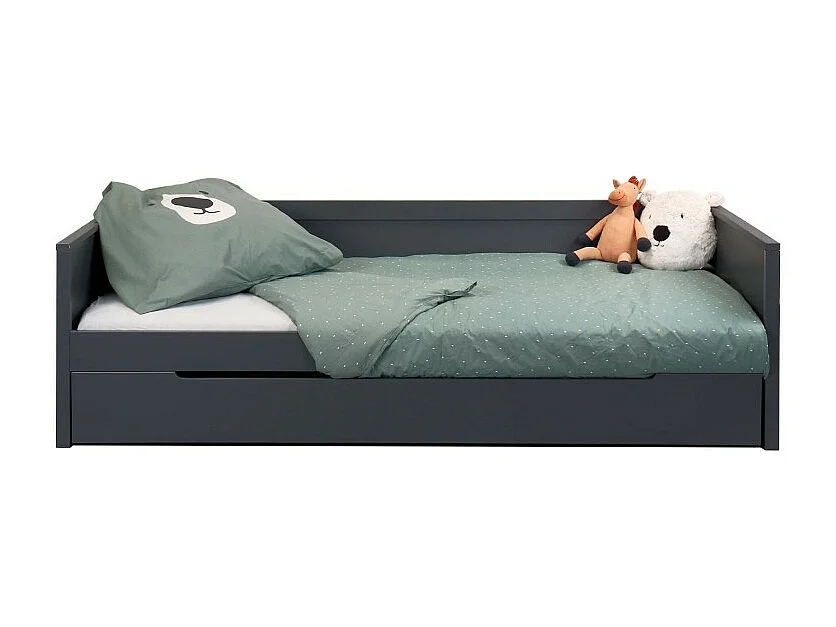 Lit avec lit pieds pliants bois blanc 90x200 cm